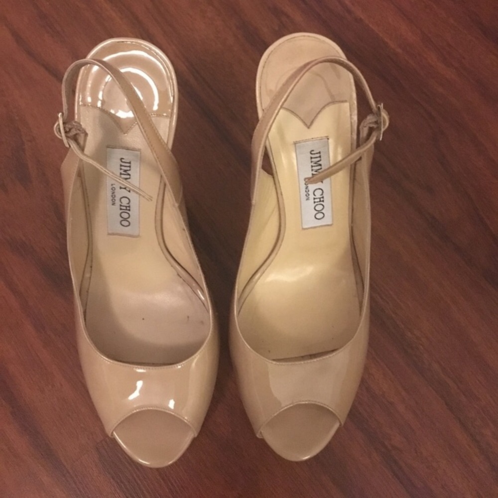 Authentic jimmy Choo platform sandals 9/ tan&gold